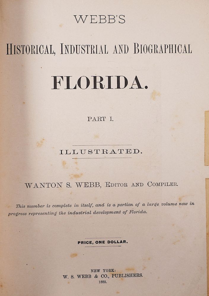 Appraisal: FLORIDA Historical Industrial Biographical Webb soft-cover large book screw-type -ring