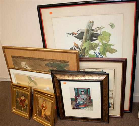 Appraisal: Three framed ornithological prints Chinese Export style framed prints botanical