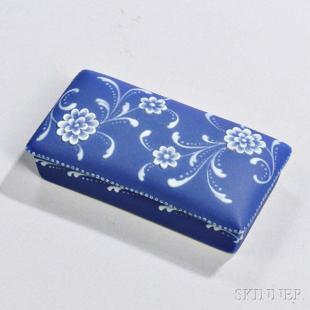 Appraisal: Wedgwood Harry Barnard Decorated Dark Blue Jasper Dip Matchbox and