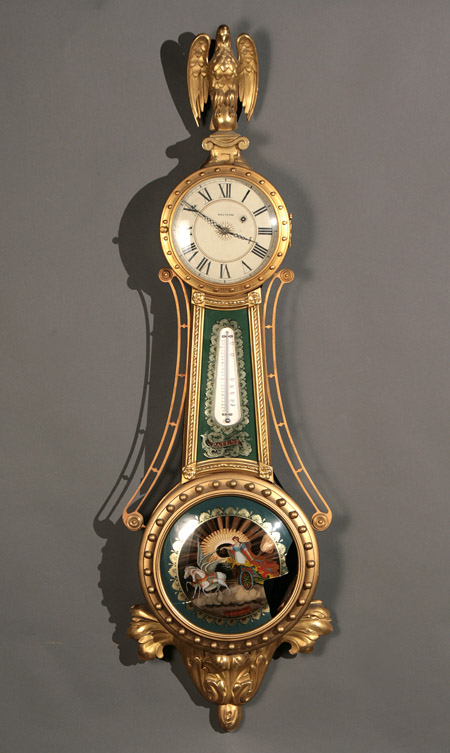 Appraisal: Federal Style Giltwood and glomis Panel Girandole Style Banjo Clock