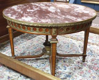 Appraisal: Louis XV style center table having a variegated marble top