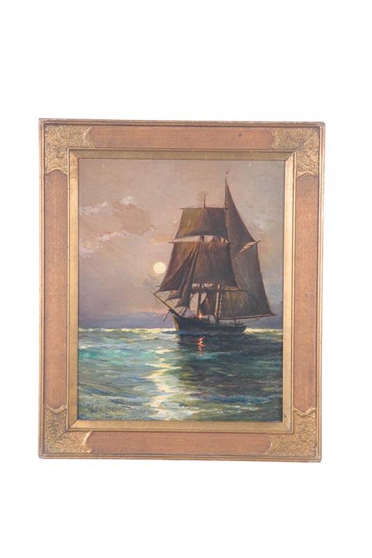 Appraisal: EVENING PORTRAIT OF A SCHOONER BY RUTH D WILCOX NEW