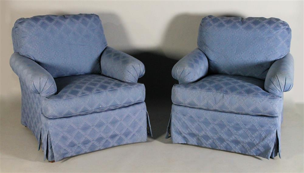 Appraisal: TWO SIMILAR HICKORY CHAIR CLUB CHAIRS IN MATCHING UPHOLSTERY with