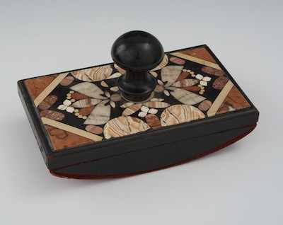 Appraisal: A Pietra Dura Rocker Blotter Measuring apprx - x -