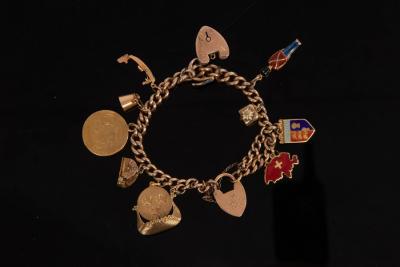 Appraisal: A charm bracelet the ct curb-link bracelet with ct gold