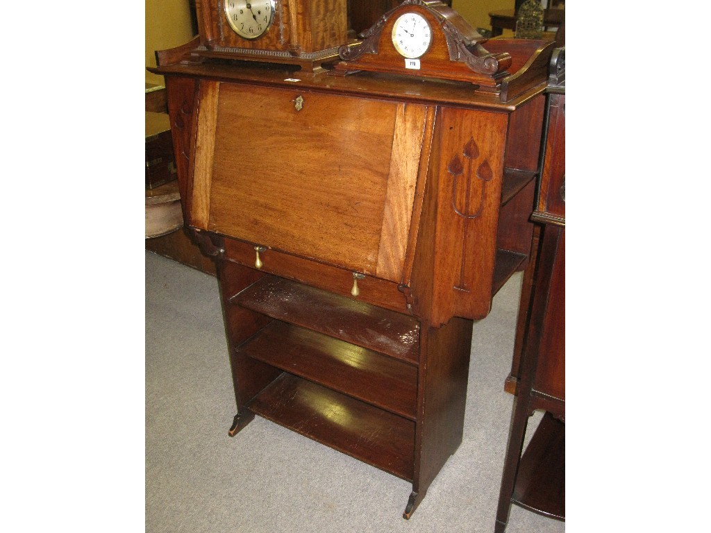 Appraisal: Art Nouveau mahogany secretaire bookcase