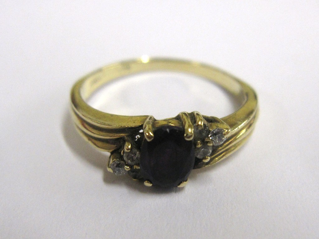 Appraisal: Nine carat gold amethyst and diamond set dress ring