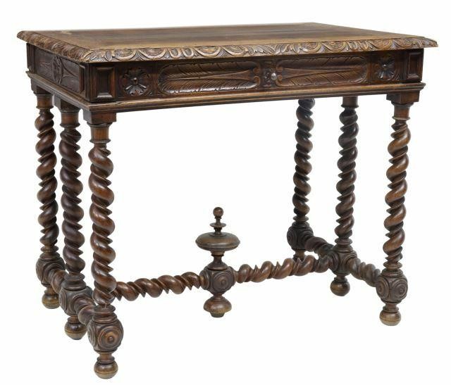 Appraisal: French Louis XIII style walnut writing table mid th c