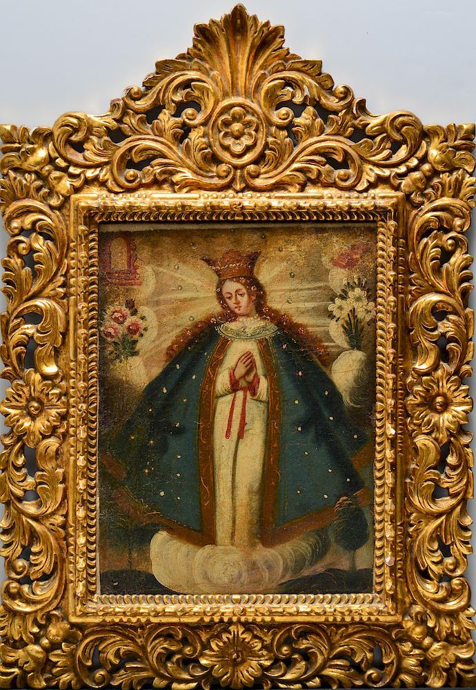 Appraisal: Spanish Colonial Immaculate Conception Oil th C Spanish Colonial School