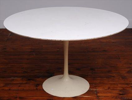 Appraisal: EERO SAARINEN FOR KNOLL ENAMELED ALUMINUM AND WHITE LAMINATE DINING