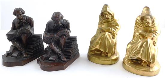 Appraisal: Two pairs of cast-metal bookends book themed first a seated