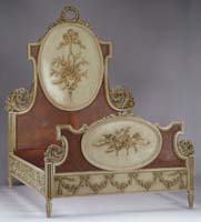 Appraisal: OUTSTANDING CARVED CANED AND PAINTED FRENCH BED ORIGINALLY FROM THE