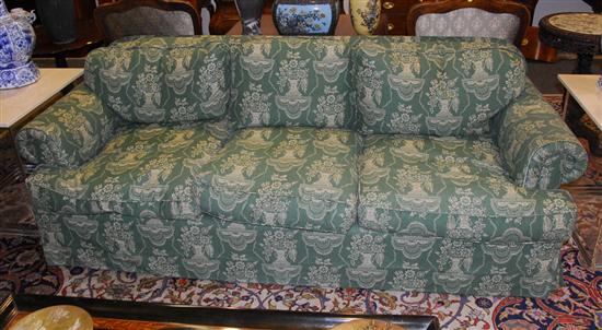 Appraisal: UPHOLSTERED DOWN FILLED THREE CUSHION SOFA length inches