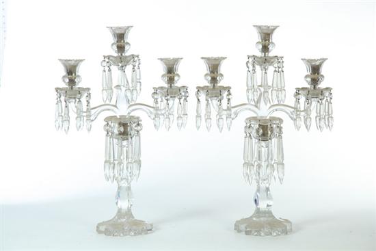 Appraisal: PAIR OF CUT GLASS CANDELABRA European mid to late th