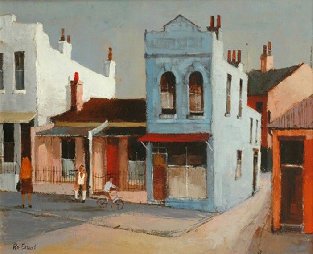 Appraisal: Ric Elliot - Terrace Houses oil on board signed 'Ric