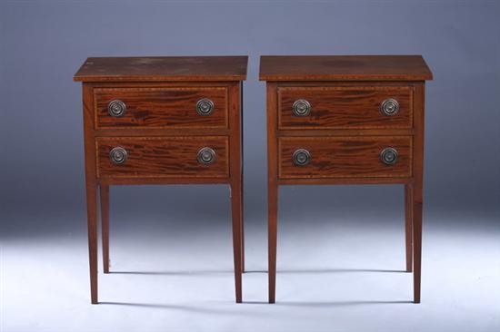 Appraisal: PAIR HEPPLEWHITE STYLE MAHOGANY SIDE TABLES th Century Projecting plinth