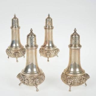 Appraisal: sterling repousse salt and pepper shakers th th c possibly