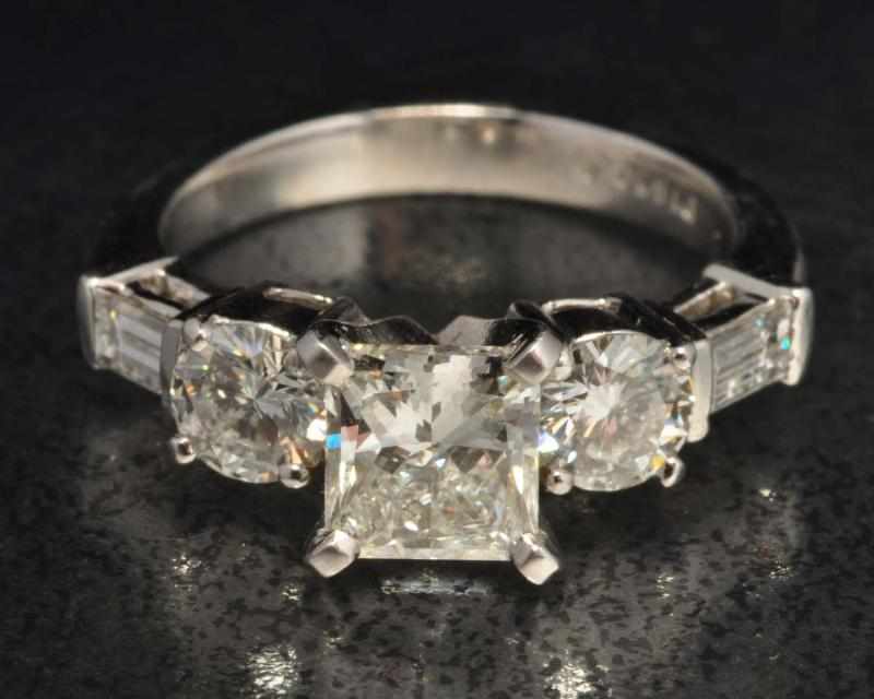 Appraisal: Platinum Diamond Ring Description Diamonds ct center stone with ctw