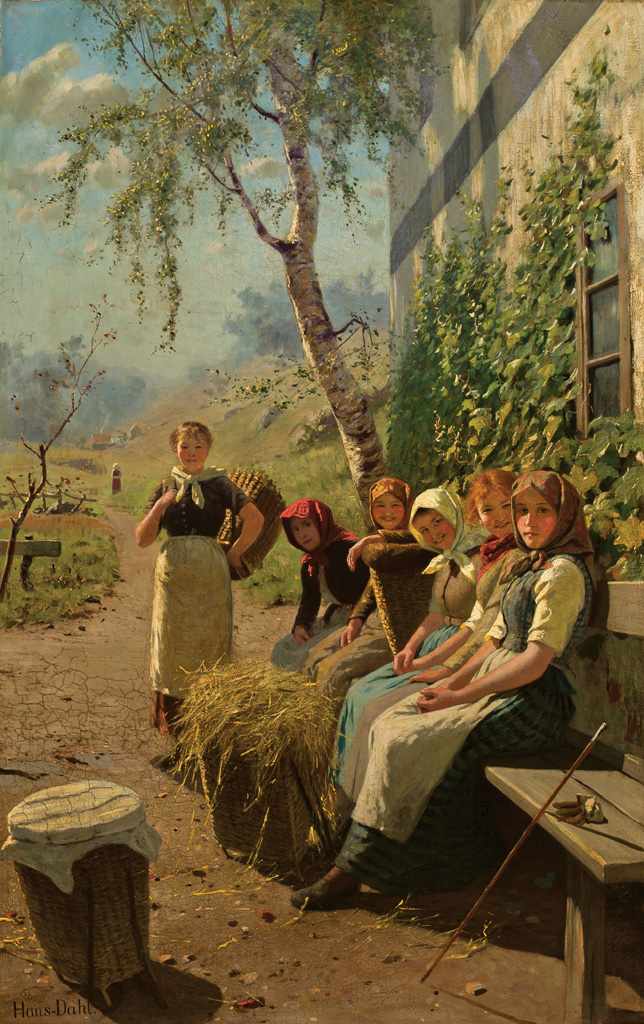 Appraisal: HANS DAHL Norwegian - The Village Girls oil on canvas