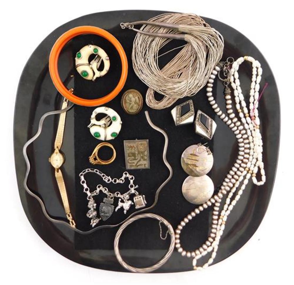 Appraisal: Fine costume and sterling silver jewelry pieces including necklace with