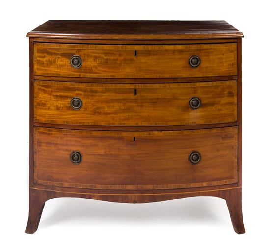 Appraisal: Sale Lot A George III Mahogany Bowfront Chest of Drawers