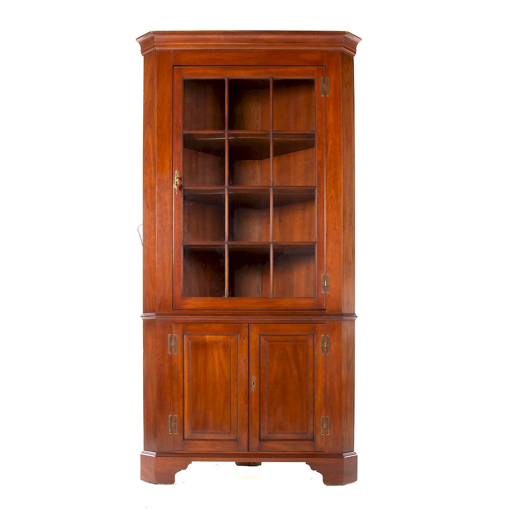 Appraisal: Henkel-Harris Federal Style Cherry Corner Cupboard th century flat molded