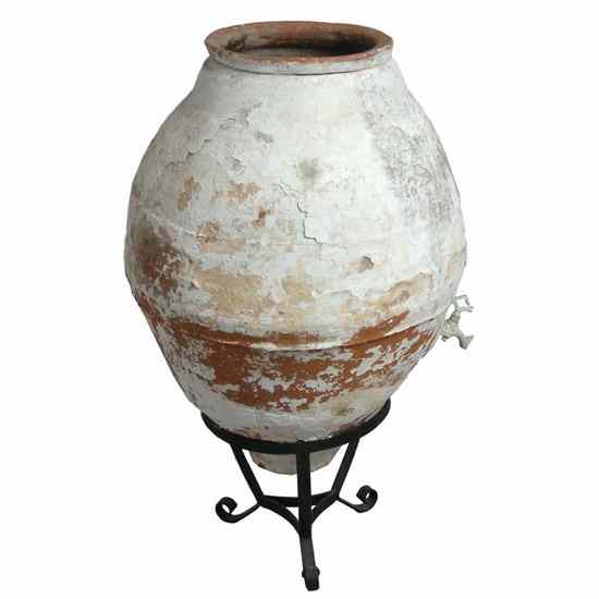 Appraisal: A Mediterranean Terracotta Pottery Olive Oil Jar with Spigot th