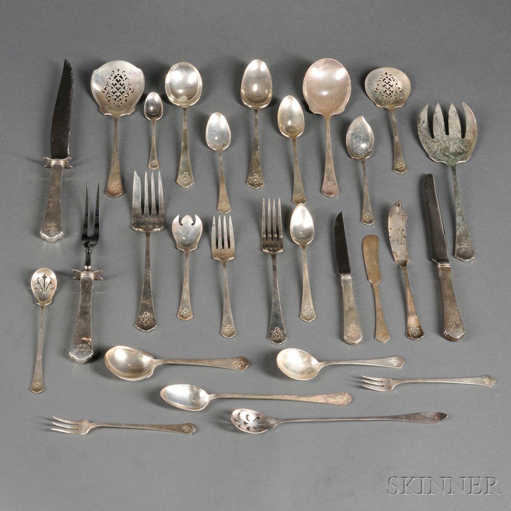 Appraisal: Assembled Wallace Antique Pattern Sterling Silver Flatware Service Wallingford Connecticut