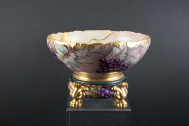 Appraisal: Large Hand Painted Center Bowl Bowl is T V Limoges