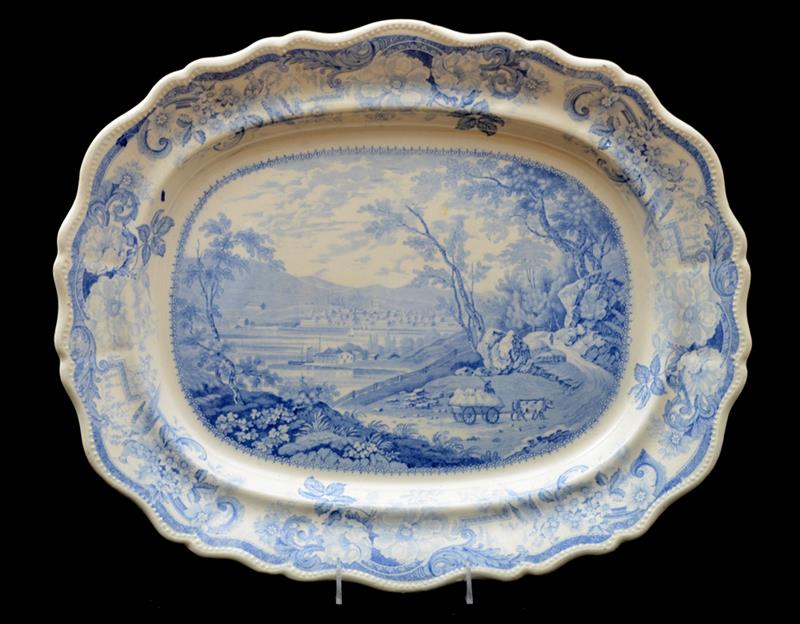 Appraisal: STAFFORDSHIRE BLUE TRANSFER-PRINTED TOPOGRAPHICAL PLATTER PANORAMIC VIEW OF PITTSBURGH The