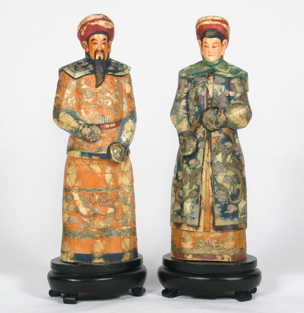 Appraisal: Pair cast Chinese figures male female royalty Overall H