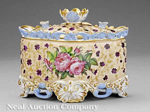 Appraisal: A Paris Porcelain Polychrome and Gilt-Decorated Lidded Bough Pot mid-