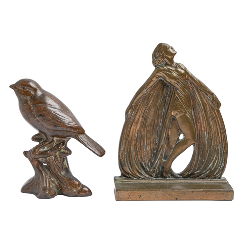 Appraisal: A bronze semi-naked dancer figural bookend and a bronze sculpture