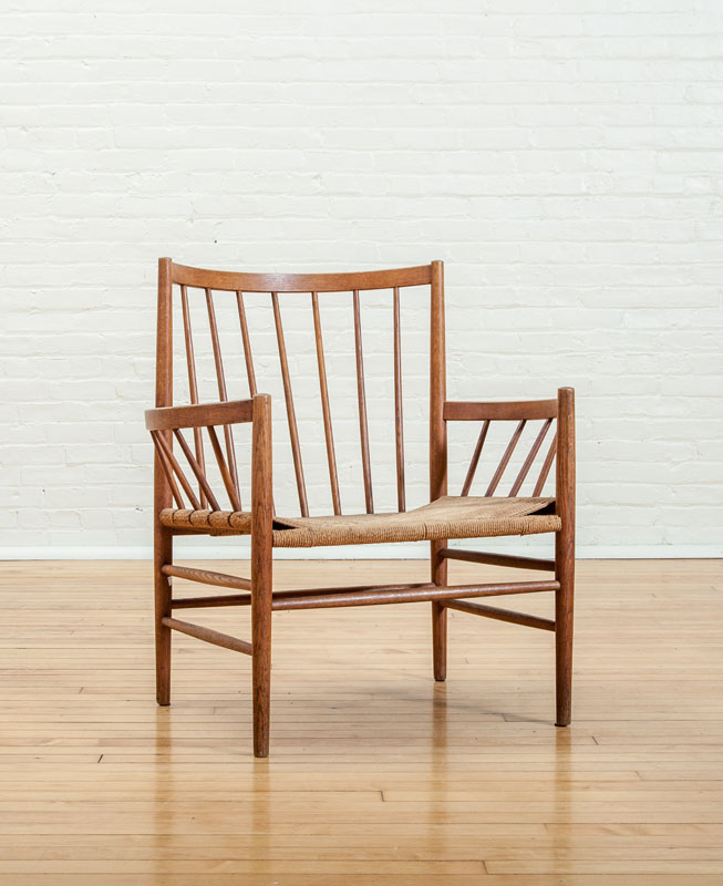 Appraisal: JORGEN B KMARK DENMARK OAK AND PAPER CORD LOUNGE CHAIR