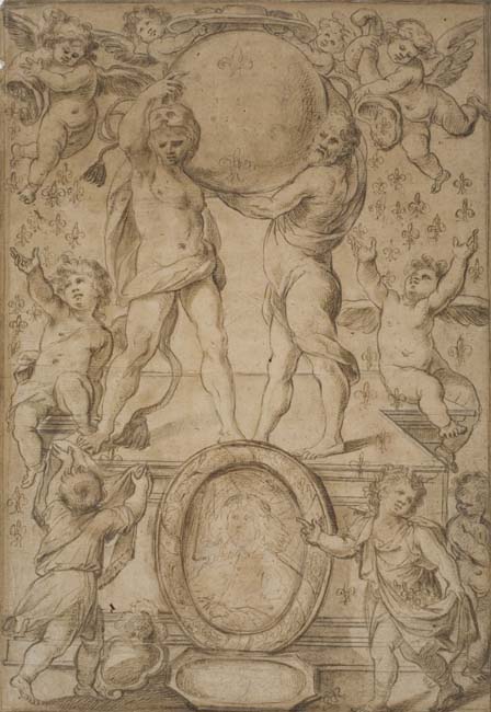 Appraisal: FRENCH SCHOOL LATE TH EARLY TH-CENTURY Design for a Title-Page