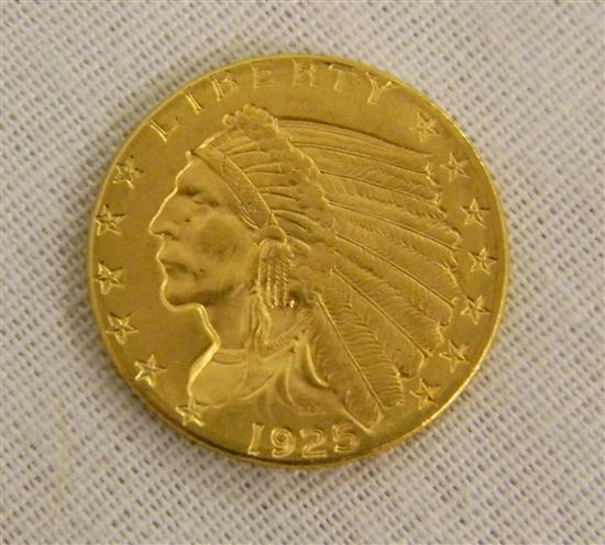 Appraisal: COIN -D Indian Head Quarter Eagle Gold Mint State sharpness