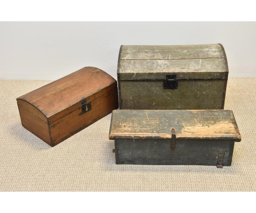 Appraisal: Two dome lid wood trunks largest x together with an