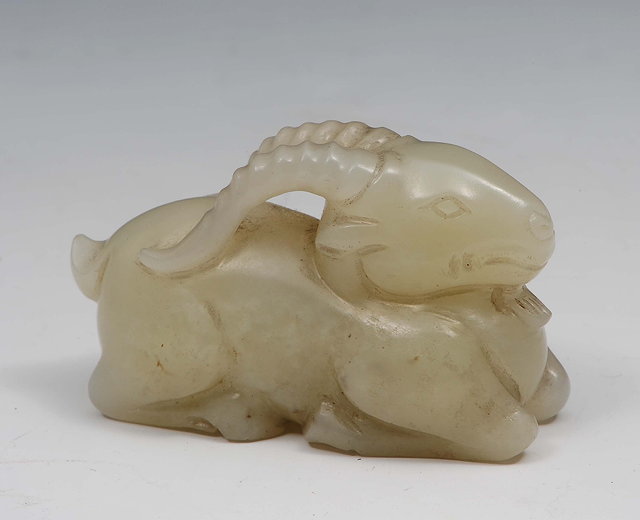 Appraisal: A Chinese carved white jade ram th th Centuryin the