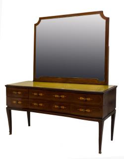 Appraisal: PAOLO BUFFA INLAID MAHOGANY MIRRORED COMMODE Italian mid-century modern mirrored