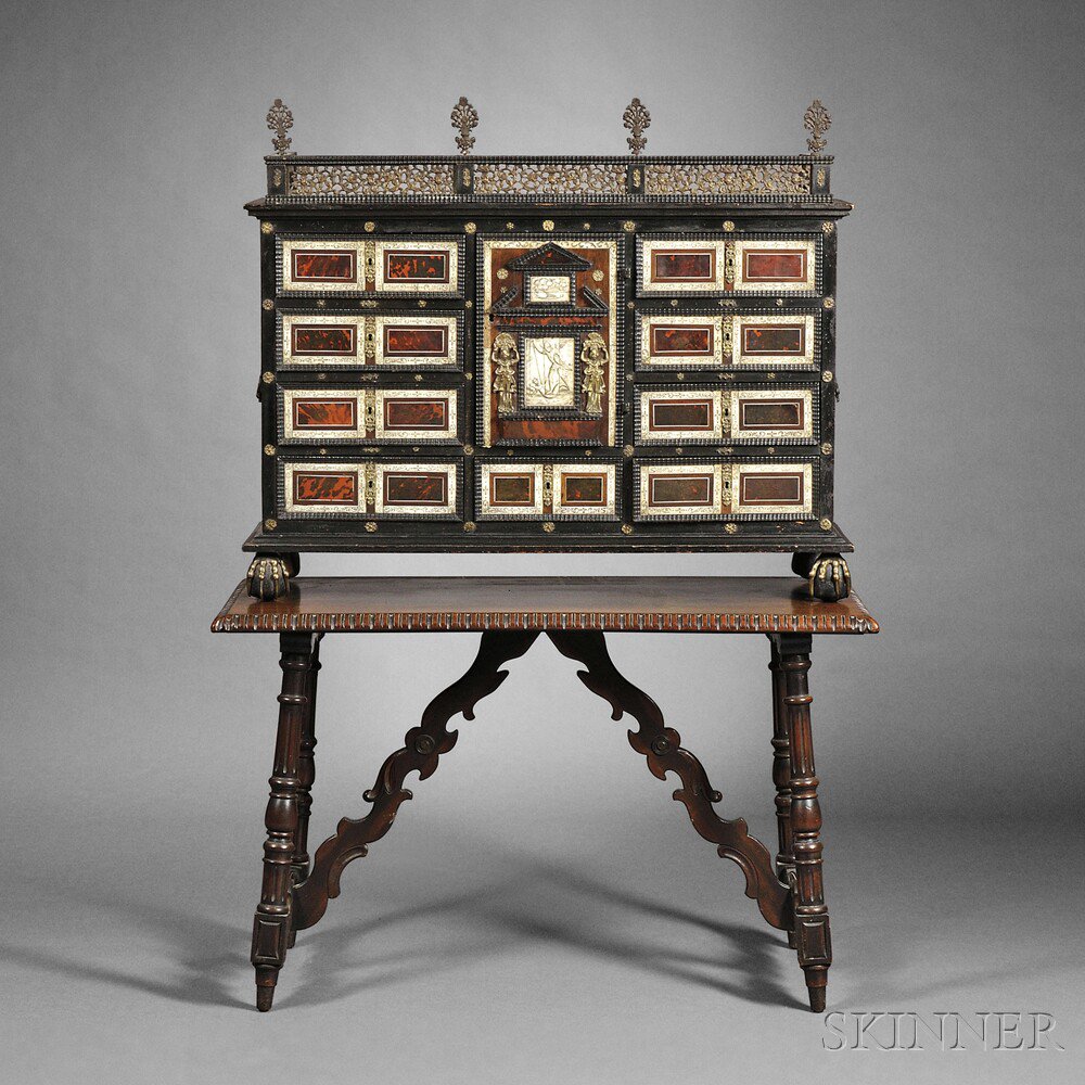 Appraisal: Flemish Baroque Part-ebonized and Shell-mounted Table Cabinet th th century