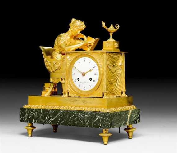 Appraisal: CLOCK LA LISEUSE Empire the model by J A REICHE