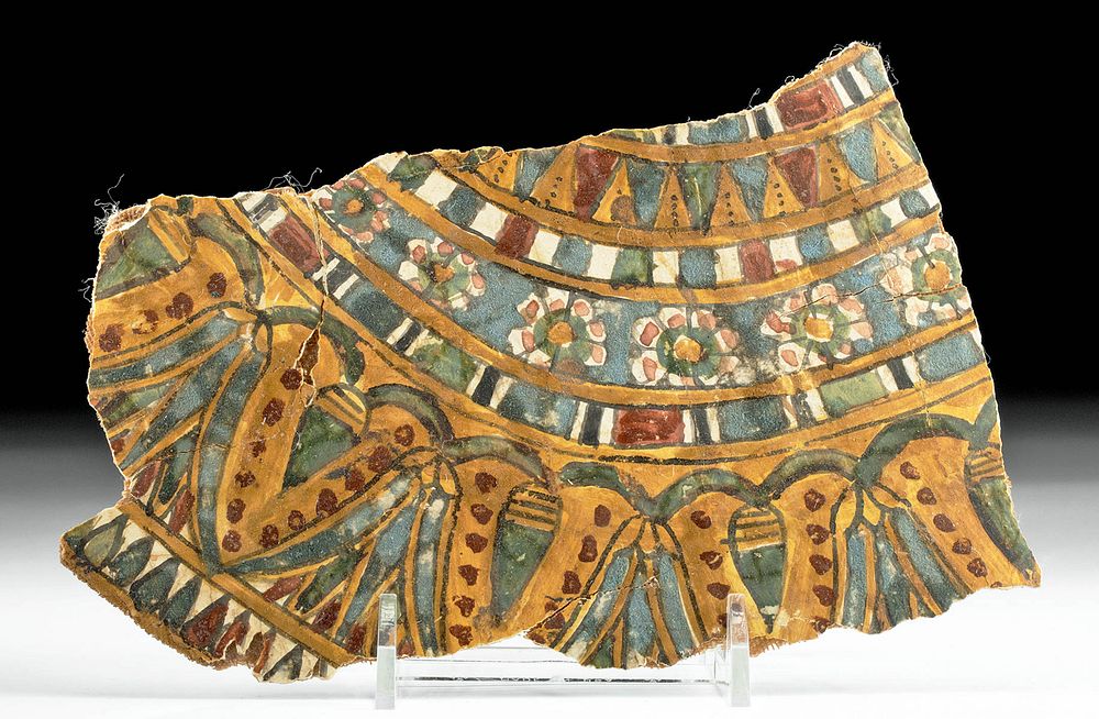 Appraisal: Egyptian Polychrome Cartonnage Collar Fragment Egypt Late Dynastic to Ptolemaic