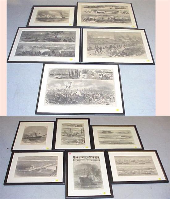 Appraisal: Eleven th C wood engravings Harper's Weekly illustrations Civil War