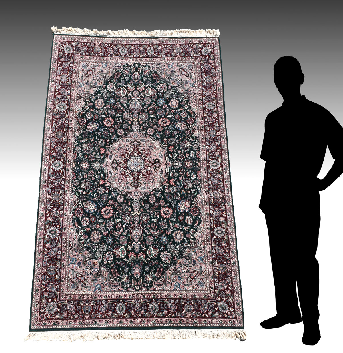 Appraisal: SINO-PERSIAN HAND KNOTTED WOOL RUG ' '' X ' ''