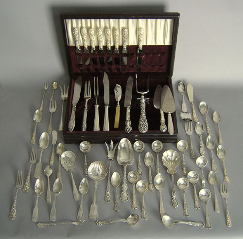 Appraisal: Large group of sterling silver flatware and serving pcs approx