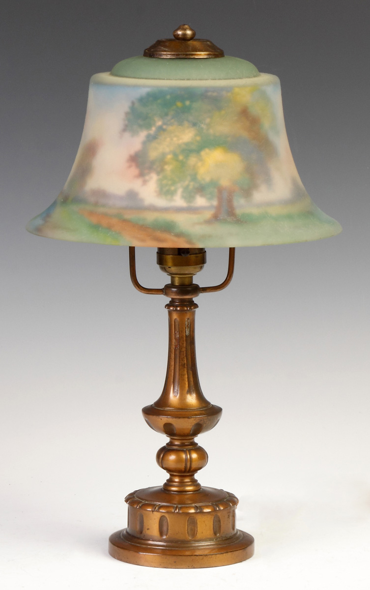 Appraisal: Pairpoint Reverse Painted Boudoir Lamp - Reverse Landscape Shade Sgn