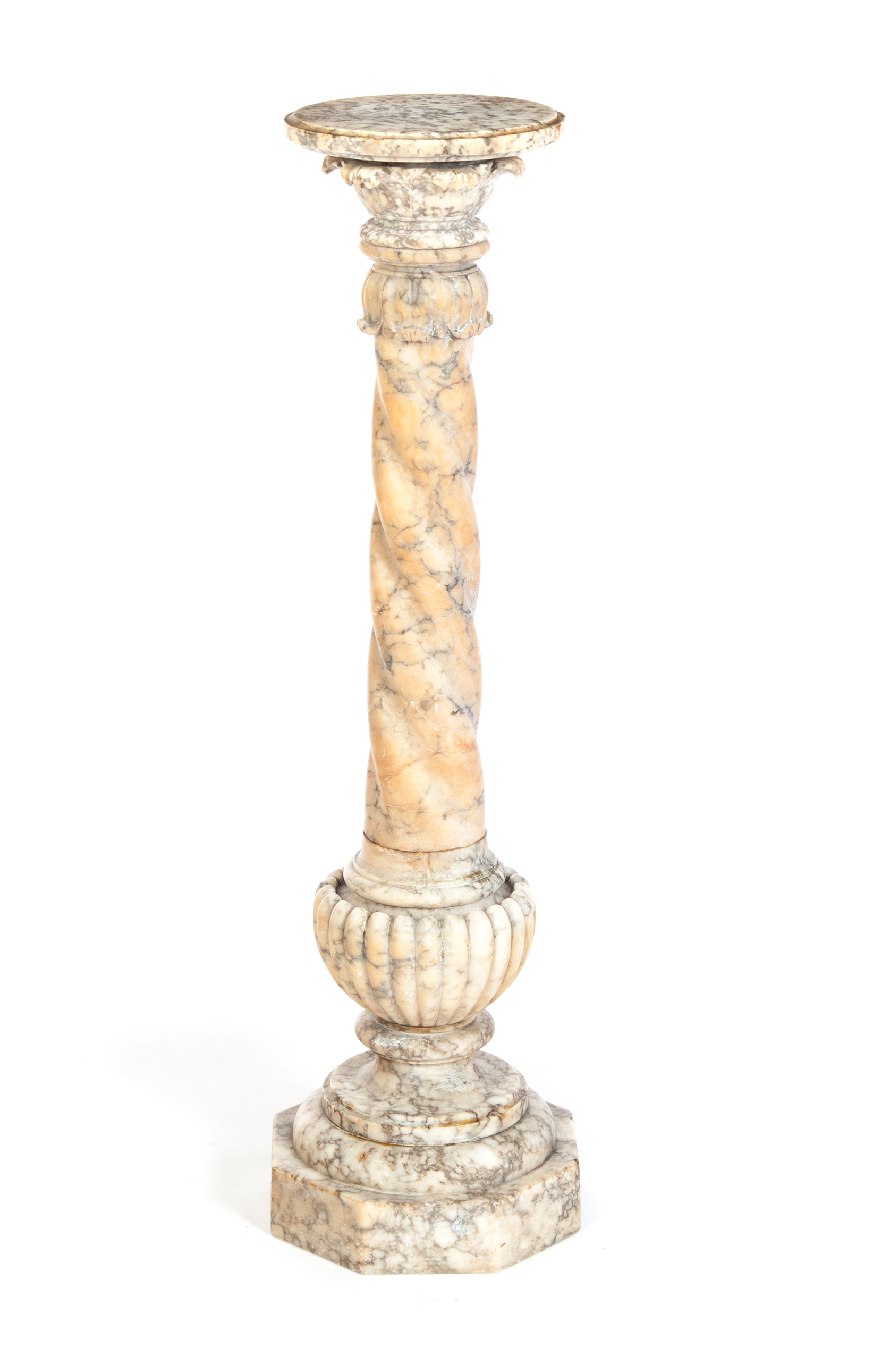 Appraisal: CLASSICALLY STYLED MARBLE PEDESTAL European ca Carved acanthus rope twist