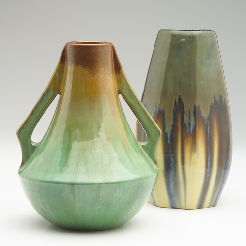 Appraisal: FULPER Two vases one corseted with a Copperdust crystalline and