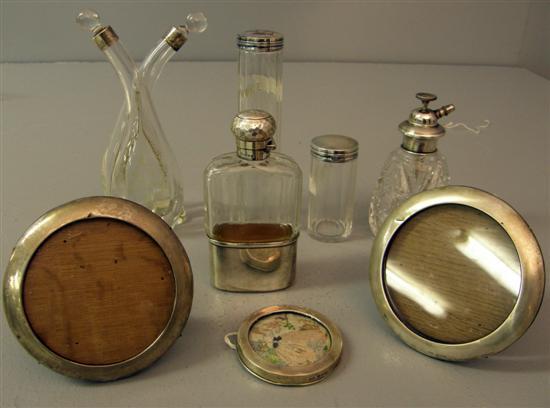 Appraisal: Various silver topped glass dressing table jars a silver mounted