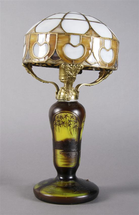 Appraisal: A Cameo Glass Lamp Base Michel Height overall inches